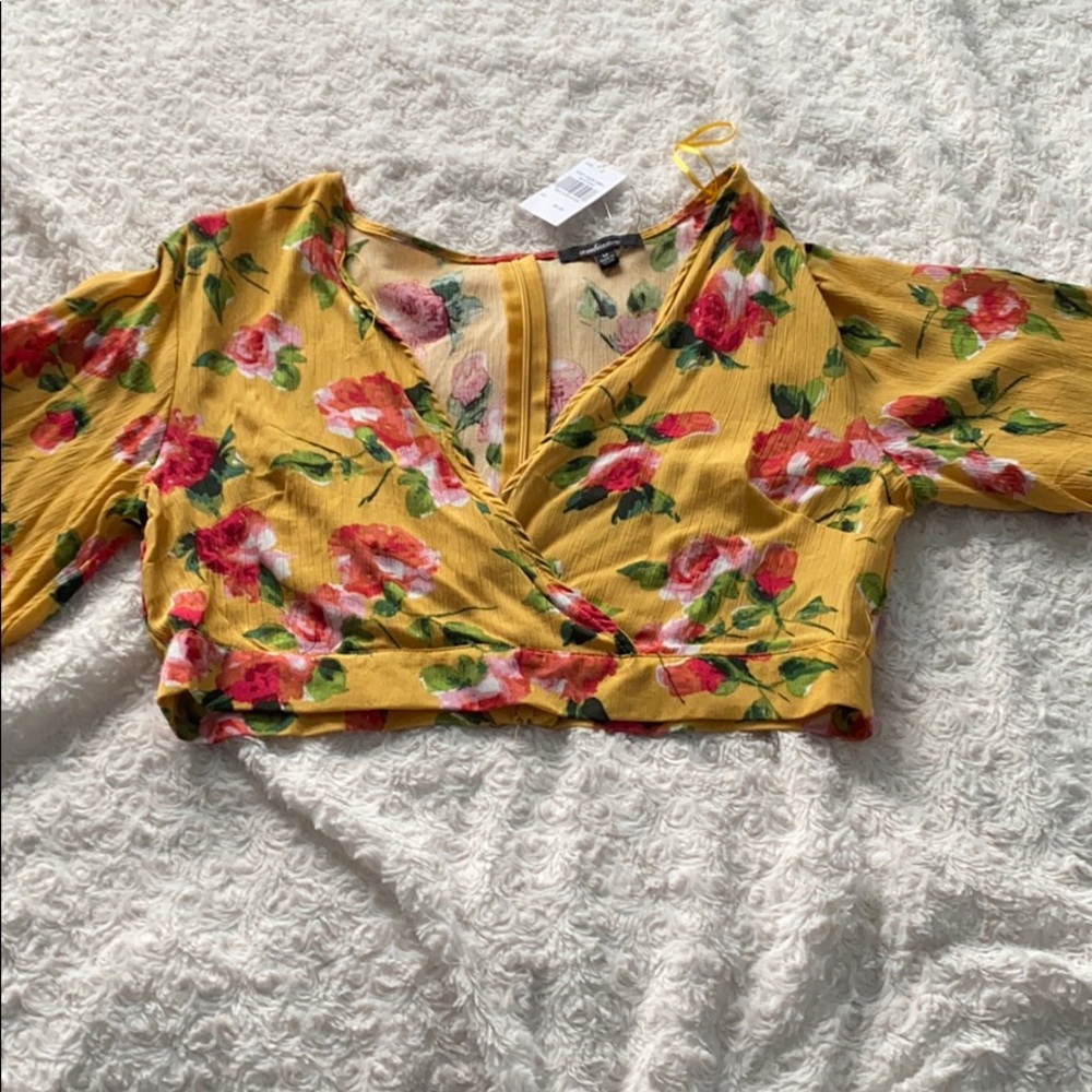Cropped deep v blouse